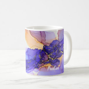 Taza De Café Hermoso nombre personalizado Naranja púrpura