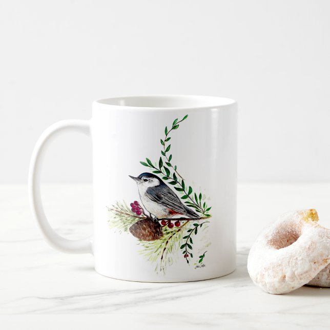 Taza De Café Hermoso Nuthatch Bird Art Coffee Mug (Beautiful Nuthatch Bird Art Coffee Mug from Jenn's Emporium. )