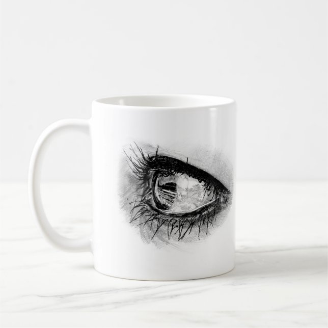 Taza De Café Hermoso ojo de mujer con rímel completo (Izquierda)