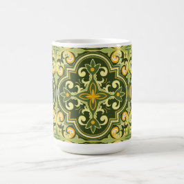 Taza De Café 💚 💛 Hermoso olivo y azulejos amarillos