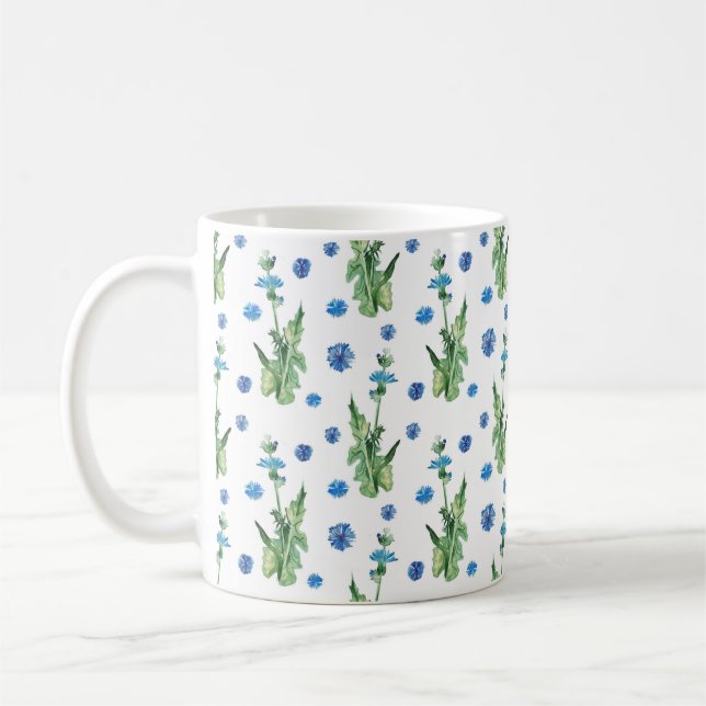 Taza De Café Hermoso patrón de flores acuáticas (Izquierda)