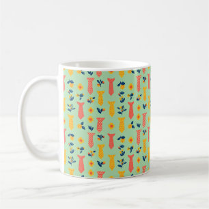 Taza De Café Hermoso patrón de flores y corbata de primavera