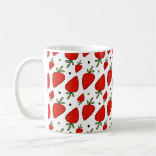 Taza De Café Hermoso patrón de fresas rojas sin fisuras