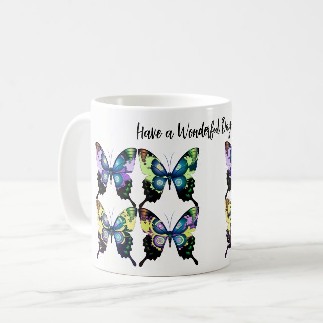 Taza De Café Hermoso patrón de mariposas Vivid y Elegante (Anverso izquierdo)