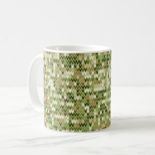 Taza De Café Hermoso patrón de punto de abuela en color oliva v