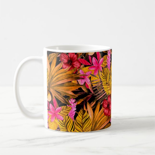 Taza De Café Hermoso patrón de verano floral sin fisuras (Izquierda)