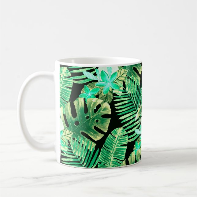 Taza De Café Hermoso patrón de verano floral sin fisuras (Izquierda)