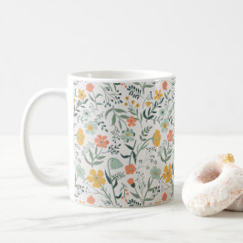 Taza De Café Hermoso patrón floral botánico