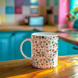 Taza De Café Hermoso patrón floral colorido