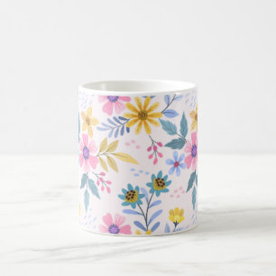 Taza de café Hermoso patrón floral colorido