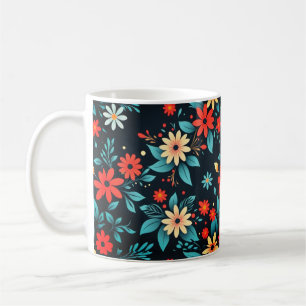 Taza De Café Hermoso patrón floral de flores-48965