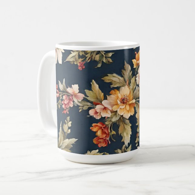 Taza De Café Hermoso patrón floral italiano (Anverso izquierdo)