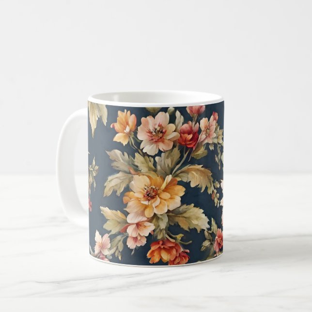 Taza De Café Hermoso patrón floral italiano (Anverso izquierdo)