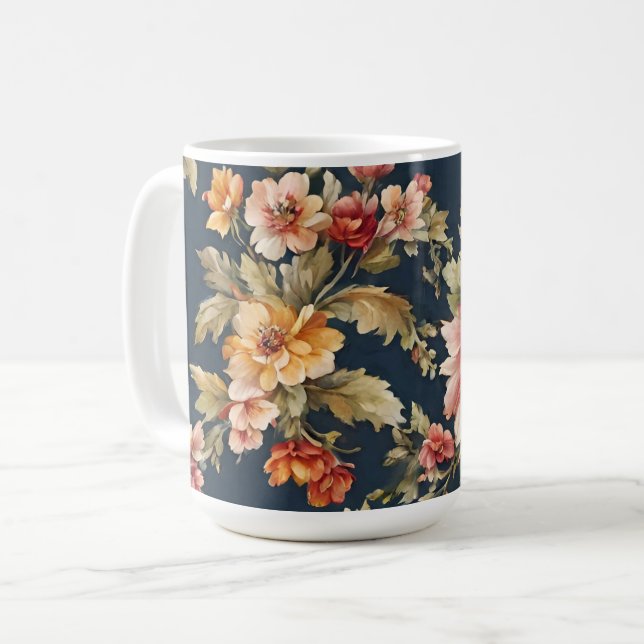 Taza De Café Hermoso patrón floral italiano (Anverso izquierdo)
