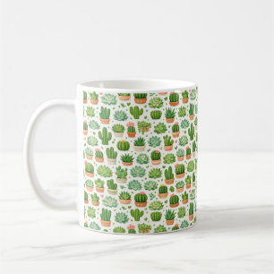 Taza De Café Hermoso patrón sin fisuras de plantas suculentas