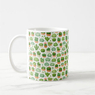 Taza De Café Hermoso patrón sin fisuras de plantas suculentas