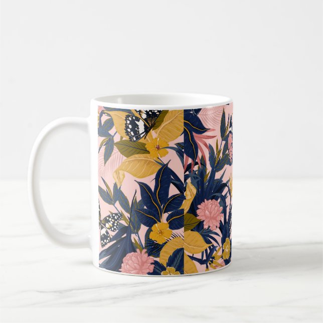 Taza De Café Hermoso patrón tropical dulce sin costura (Izquierda)