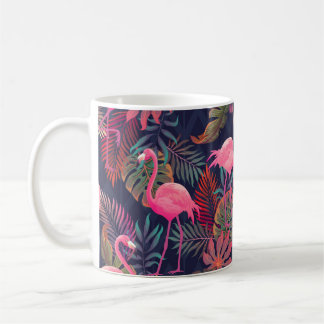 Taza De Café Hermoso patrón tropical sin costura con flam rosa