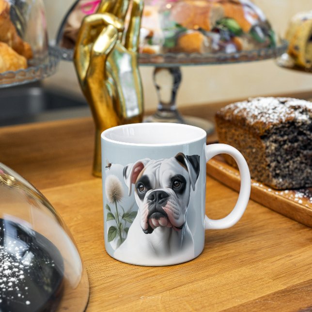 Taza De Café Hermoso perro de boxer blanco presentado en la nat (Subido por el creador)