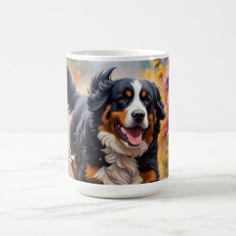 Taza De Café Hermoso perro y flor de montaña de Berna