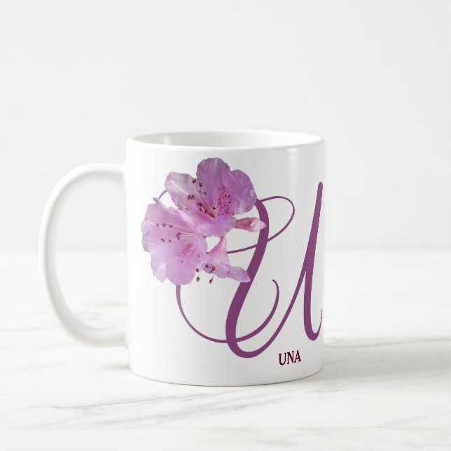 Taza De Café Hermoso personalizable Un nombre bonito rosa flora (Izquierda)