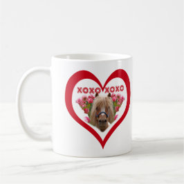 Taza De Café Hermoso Poni en el Día de San Valentín Rojo