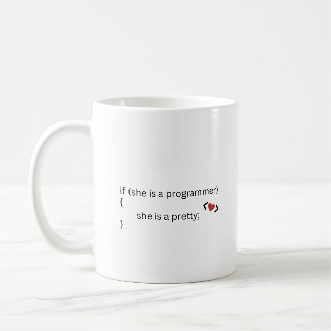 Taza De Café Hermoso programador Chica, barrido diseñado para c (Izquierda)