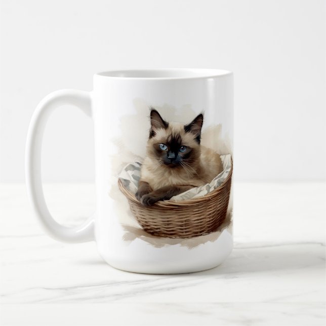 TAZA DE CAFÉ HERMOSO PUNTO DE SELECCIÓN DE KITTEN SIAMÉS EN LA  (Izquierda)