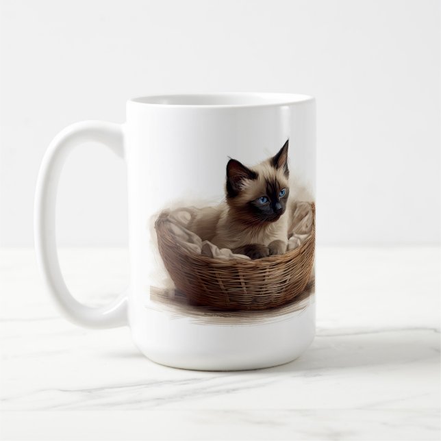 TAZA DE CAFÉ HERMOSO PUNTO DE SELECCIÓN DE KITTEN SIAMÉS EN LA  (Izquierda)