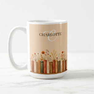 Taza De Café Hermoso recuerdo floral de otoño libresco