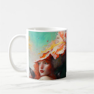 Taza De Café Hermoso resumen artístico Chica Red Haired Ginger
