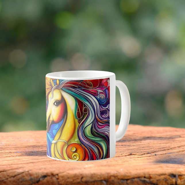 Taza De Café Hermoso retrato de caballo arco iris (Subido por el creador)