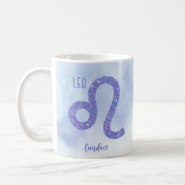 Taza De Café Hermoso Rótulo Astrología Leo Personalizado Púrpur