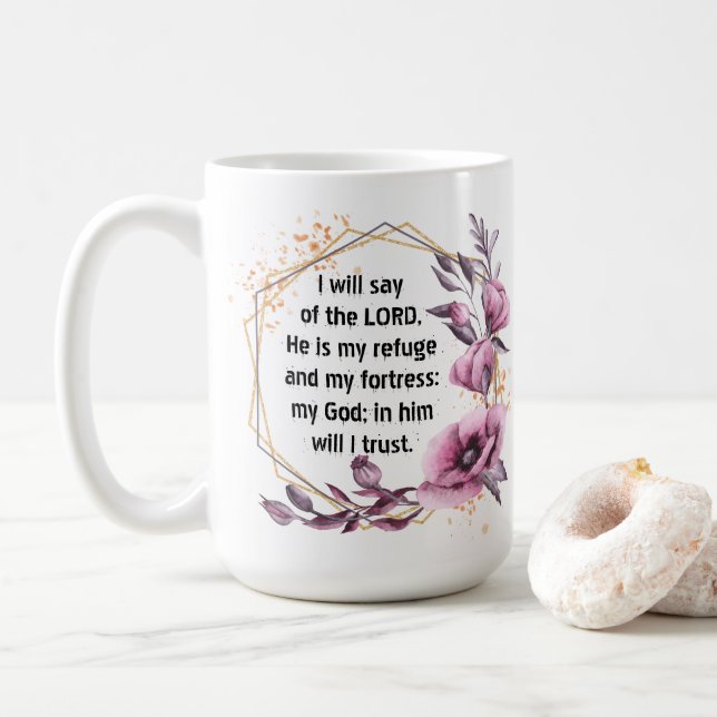 Taza De Café Hermoso Salmo 91 Café Floral Mug (Con donut)