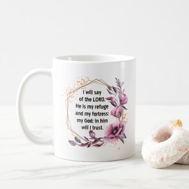 Taza De Café Hermoso Salmo 91 Café Floral Mug (Con donut)