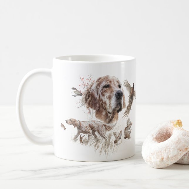 Taza De Café Hermoso Setter, Arte (Con donut)