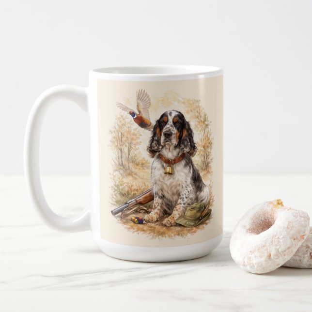 Taza De Café Hermoso Setter con Faisanes, Arte (Con donut)