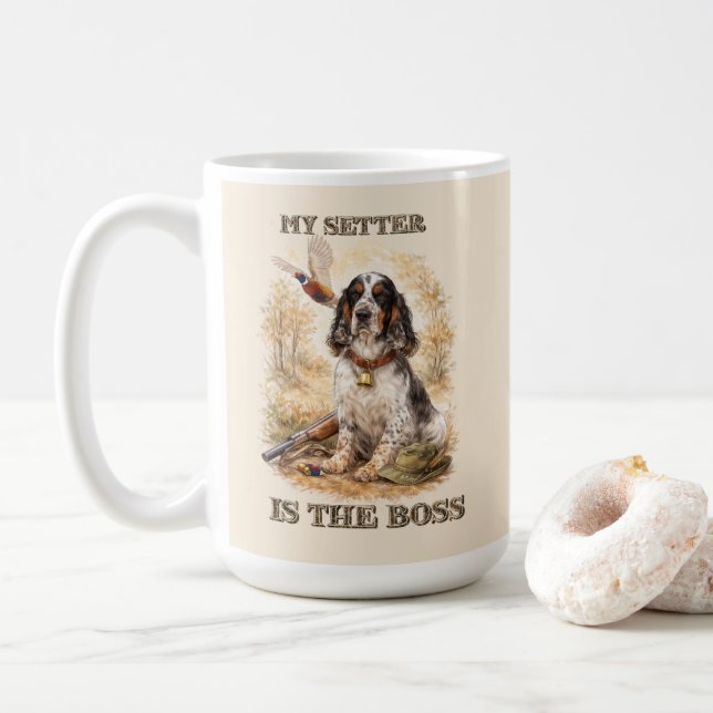 Taza De Café Hermoso Setter con Faisanes, Arte (Con donut)