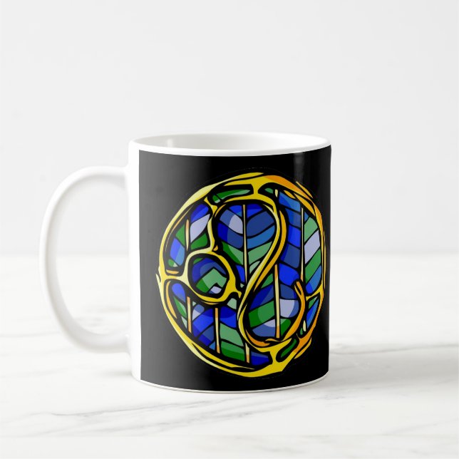 Taza De Café Hermoso Símbolo León Gemstone Azul (Izquierda)