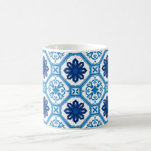 Taza De Café 💙 Hermoso tazón de café con baldosas azules Azule