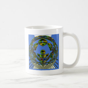 Taza De Café Hermoso vector étnico tradicional africano azul
