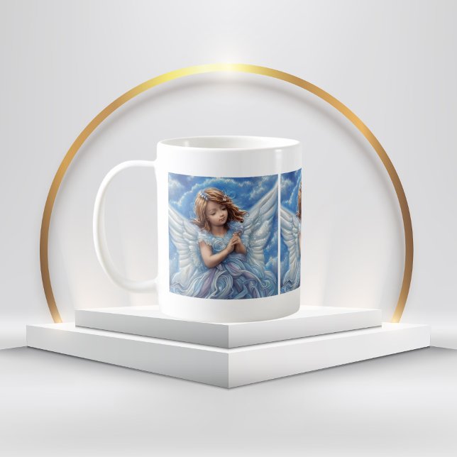 Taza De Café hermoso vestido azul Ángel y alas (Subido por el creador)