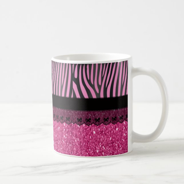 Taza De Café Hermoso y elegante efecto purpurina de encaje de c (Derecha)