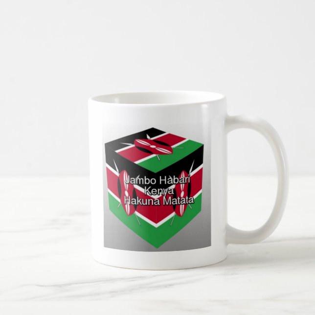 Taza De Café Hermoso y encantador cubo de bandera keniana con a (Derecha)