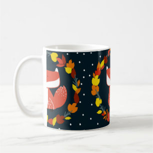 Taza De Café Hermoso zorro en el patrón de bosque invernal