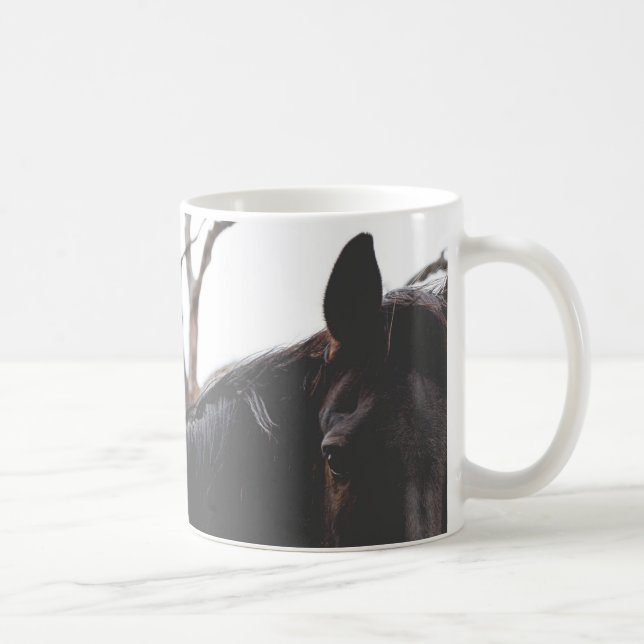 Taza De Café Hermosos animales de caballo oscuro café Mug (Derecha)