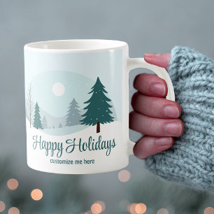 Taza De Café Hermosos árboles navideños en invierno personaliza