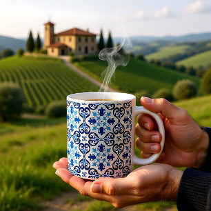Taza De Café 💙 Hermosos Azulejos azules III pequeños azulejos