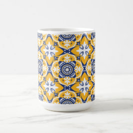 Taza De Café 💙🤍💛 Hermosos Azulejos azules y amarillos