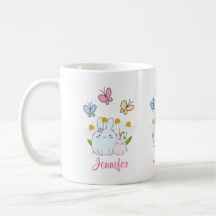 Taza De Café Hermosos conejitos con martillos de primavera y ma